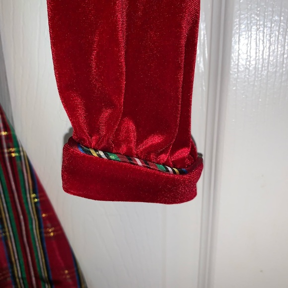 Christmas tartan pattern red dress with velvet top - Picture 6 of 13